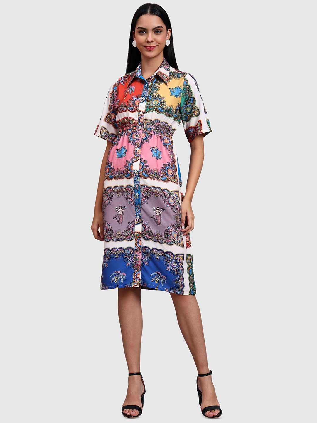 R.Code by The Roadster Li Women Multicolored Bohemian Printed Dress