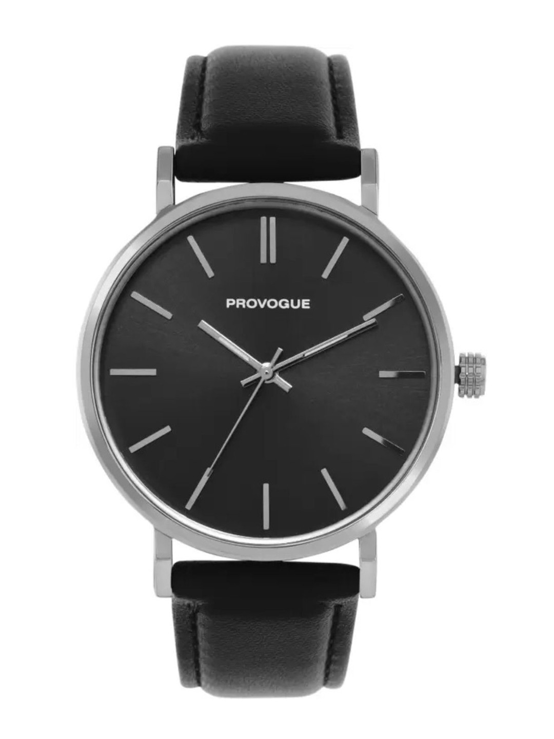 Provogue Men Stainless Steel Dial & Leather Straps Analogue Watch SK-PG-4057-BLK-BLK