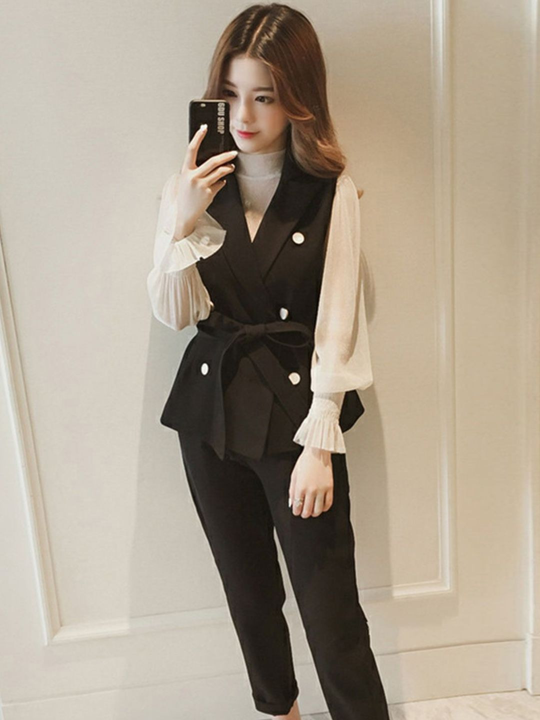 bebe High Neck Top & Trousers With Vest