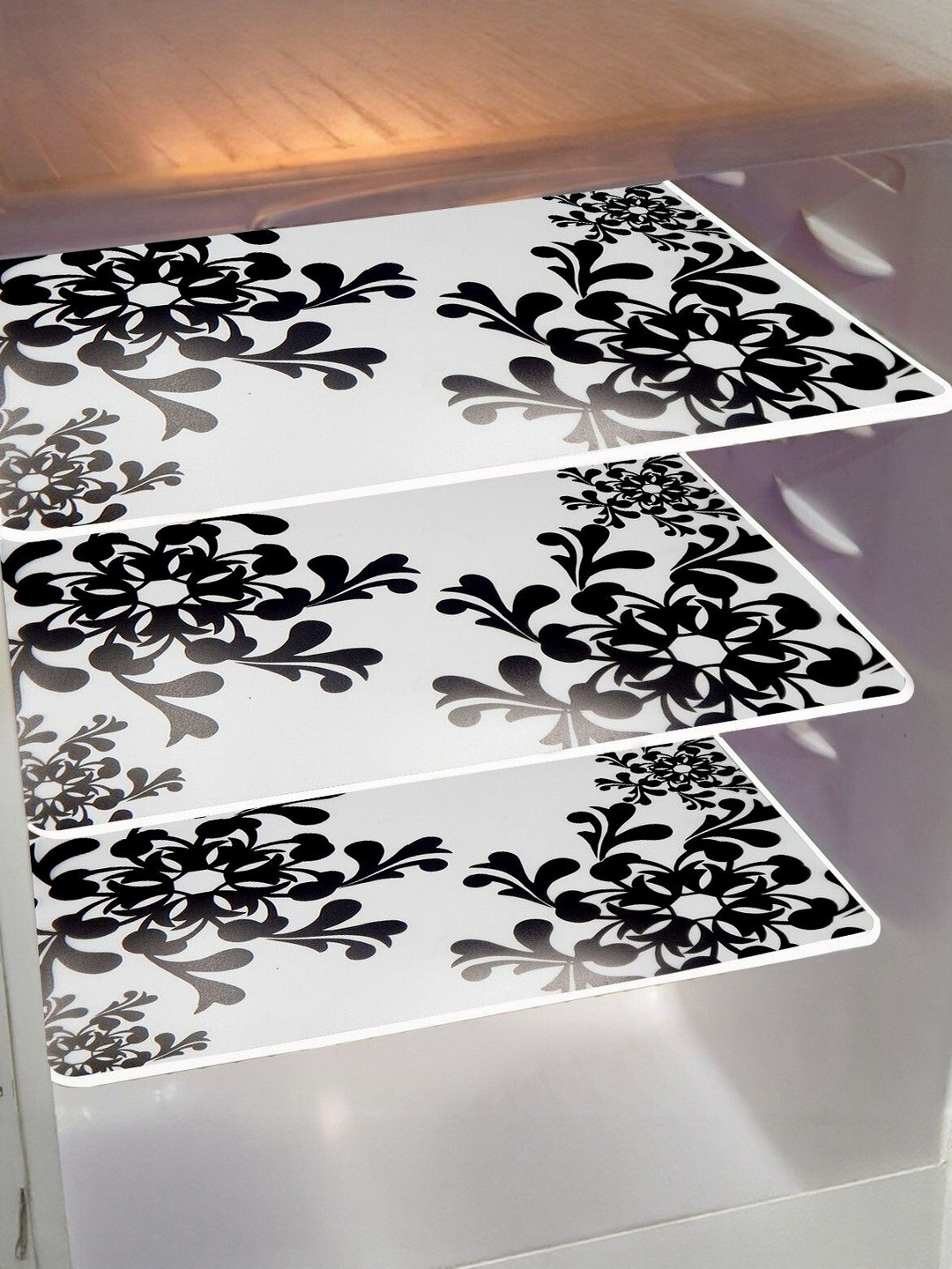 Cread Craft Pack of 3 Black & White Printed Fridge Organisers