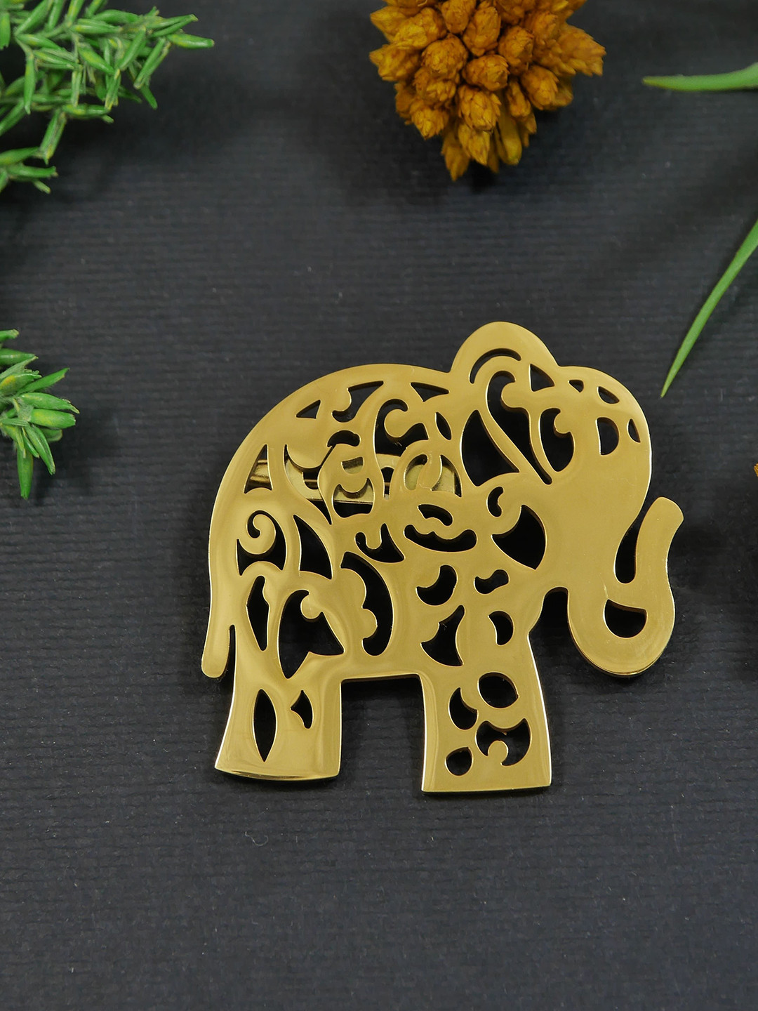 ADORN Unisex Stainless Steel Elephant Shaped Minimal Brooch
