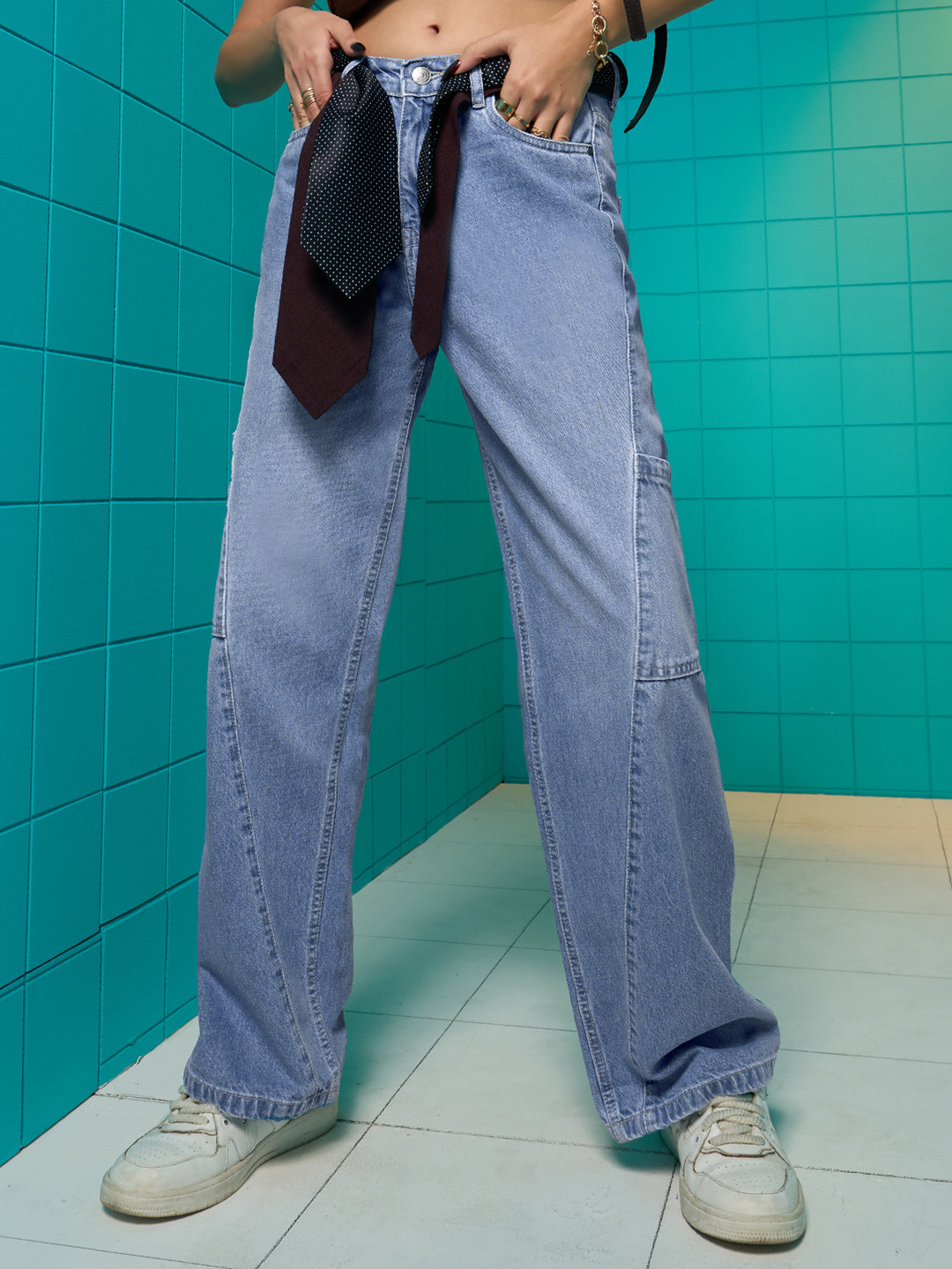 The Souled Store Women Ether Blue Straight Fit Denim Jeans