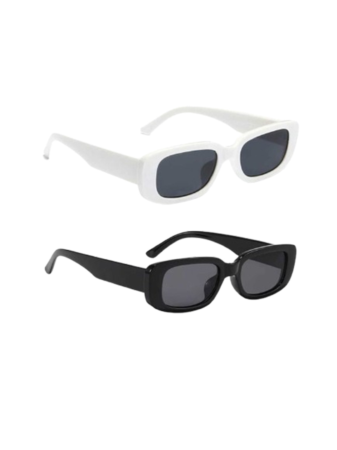 EYMEN I Unisex Set Of 2 Rectangle Sunglasses White Black Candy Pack Of 2_EL