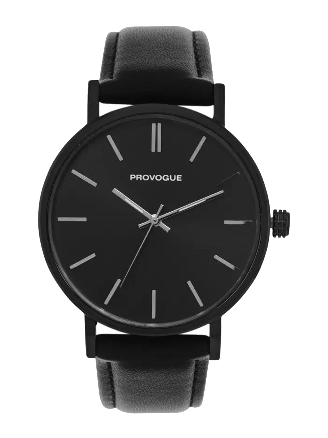 Provogue Men Leather Straps Analogue Watch SK-PG-4069-BLK-BLK