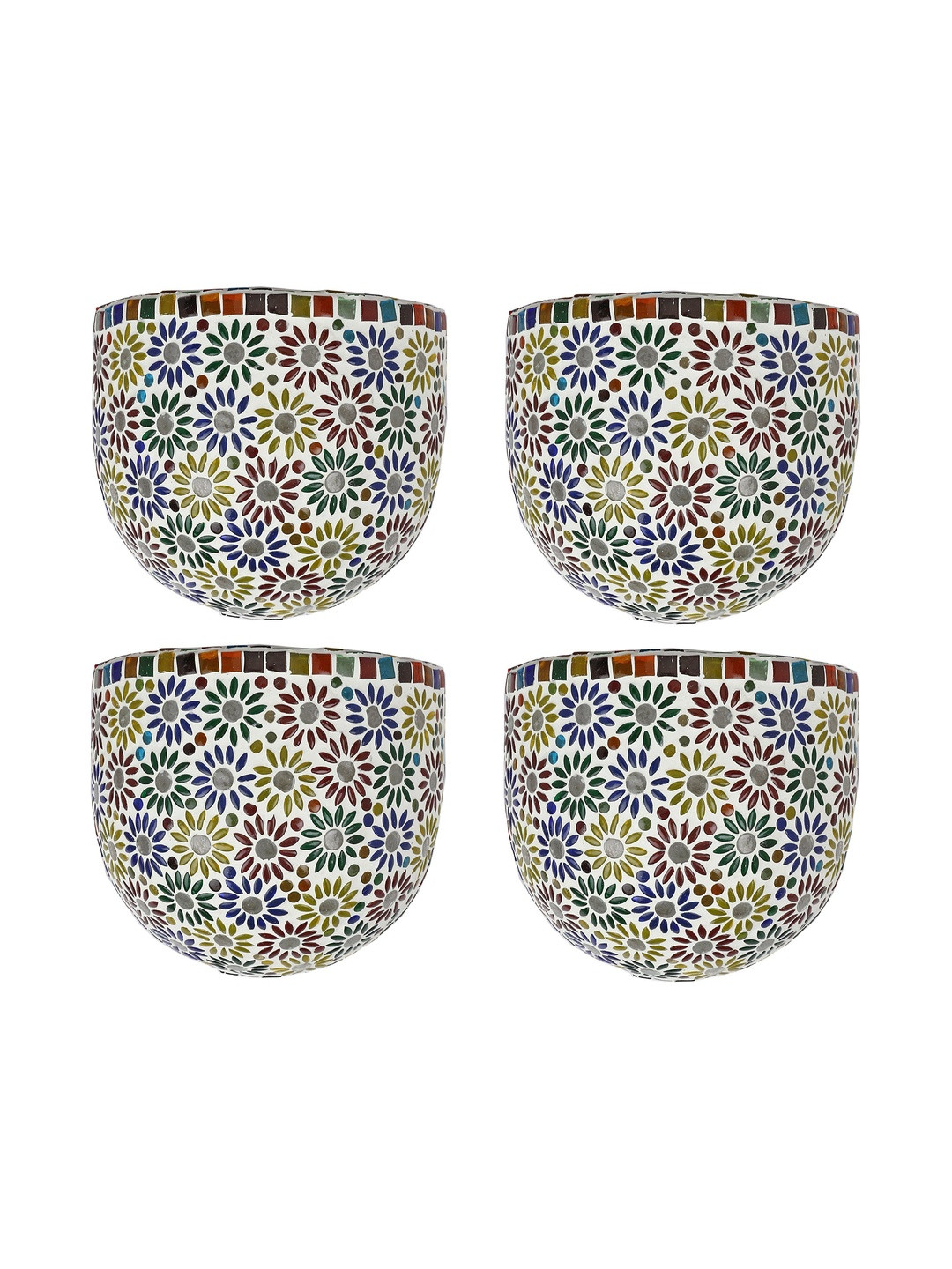 1ST TIME Uplighter White And Green 4 Pieces Textured Spherical Shaped Wall Lamps