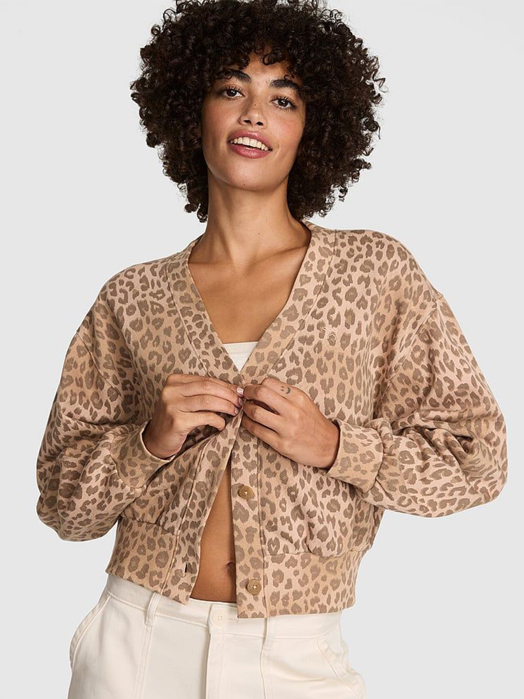 Victoria's Secret Women Abstract Printed V-Neck Cardigan