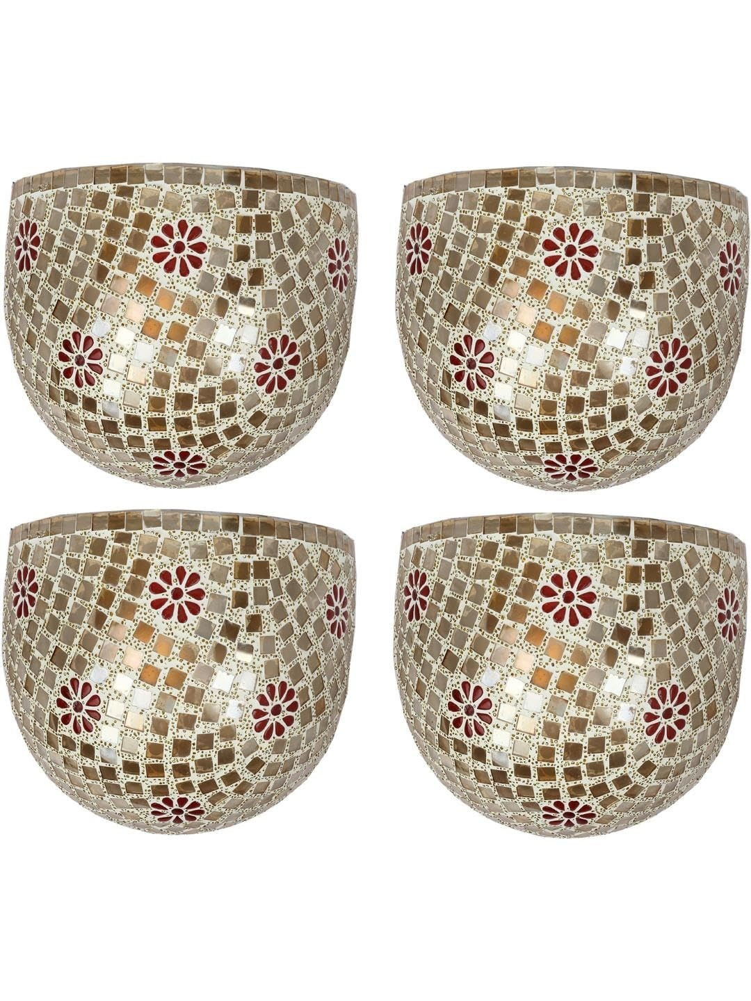 1ST TIME Uplighter Gold-Toned 4 Pieces Textured Spherical Shaped Wall Lamps