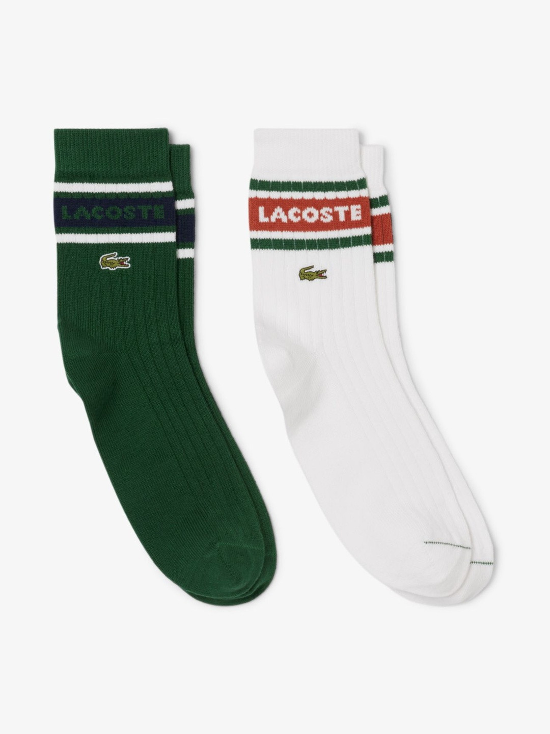 Lacoste Men Pack of 2 Ribbed Cotton Calf Length Socks