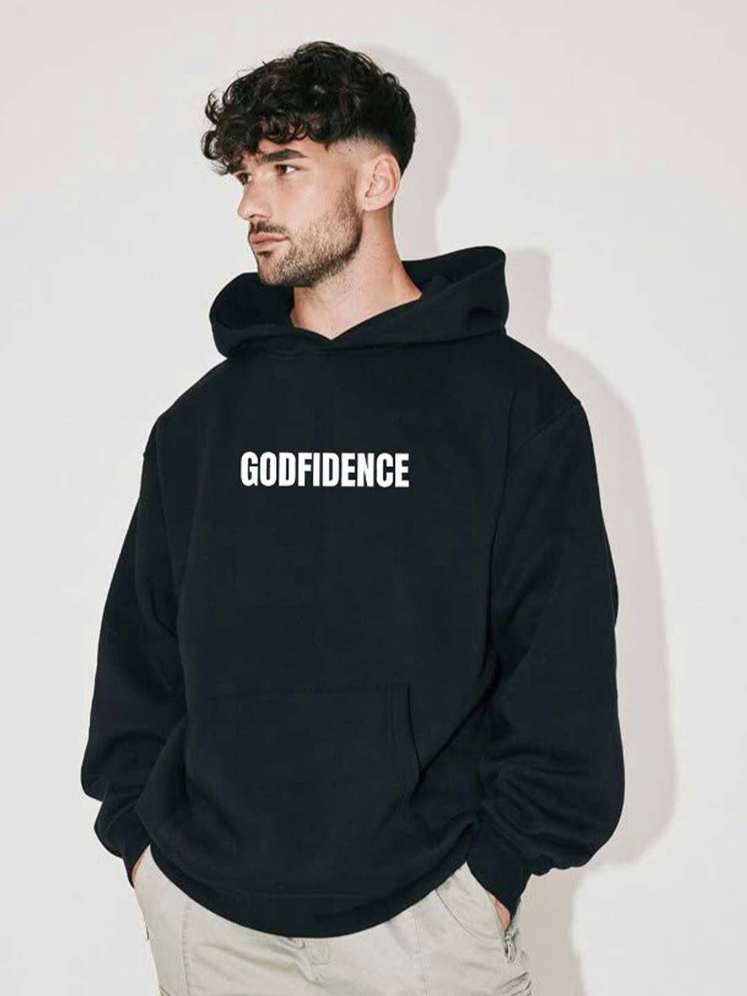 Stitchmeashirt Men Black Printed Hooded Sweatshirts