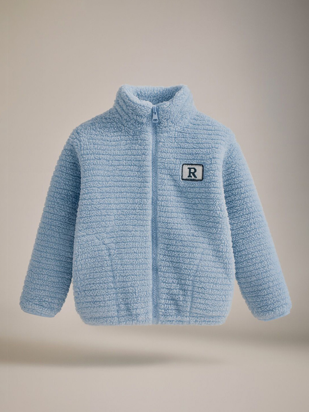 Thelittlebunny Kids Self Design Lightweight High-Neck Front Open Zipper Teddy Jacket