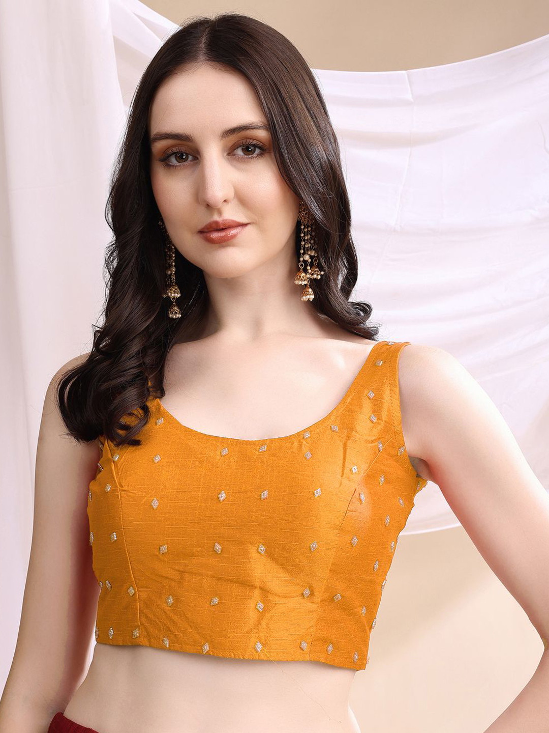 HERE&NOW Embellished Round Neck Saree Blouse