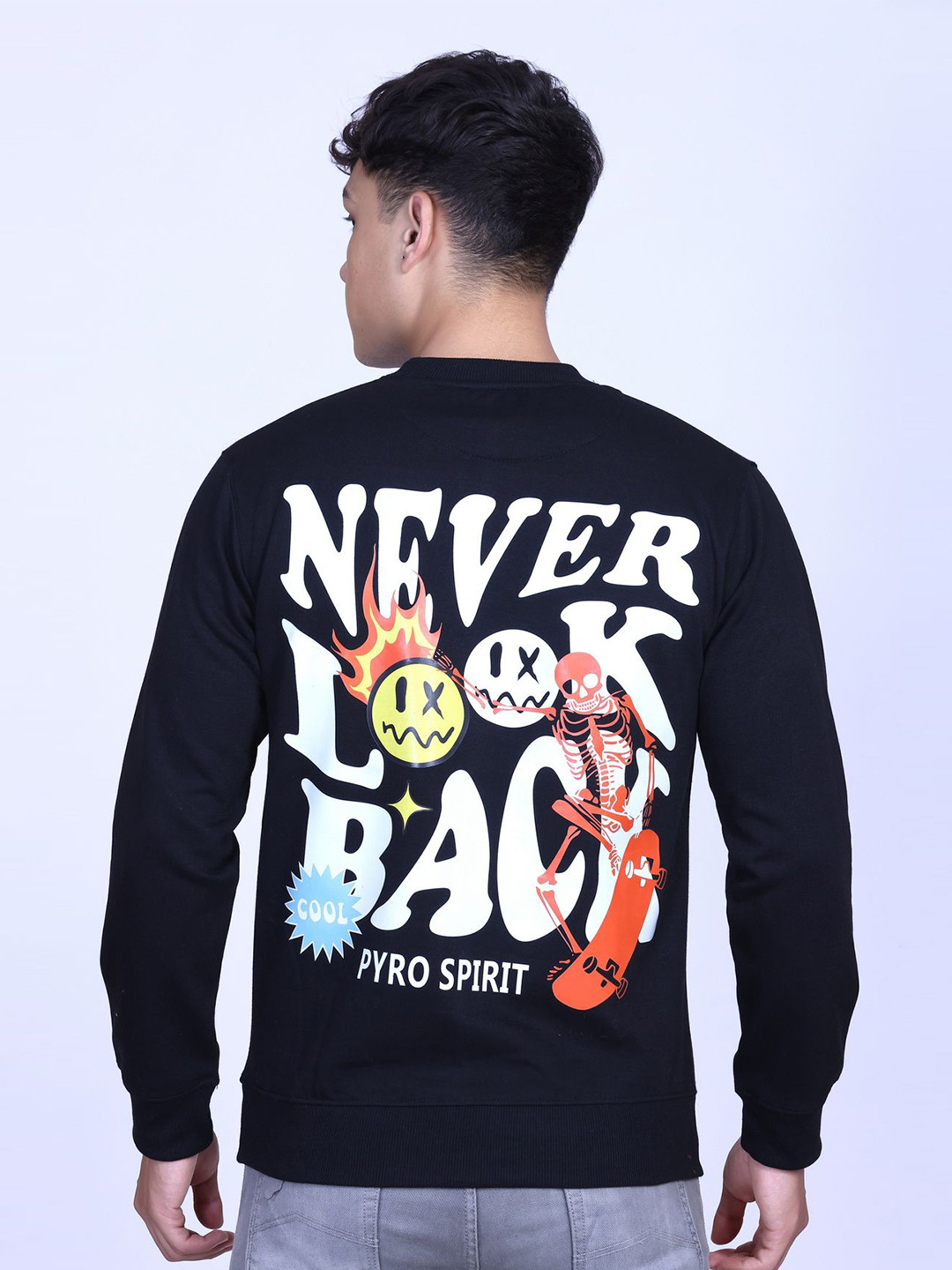 PYRO SPIRIT Men Back Printed Pullover Sweatshirt