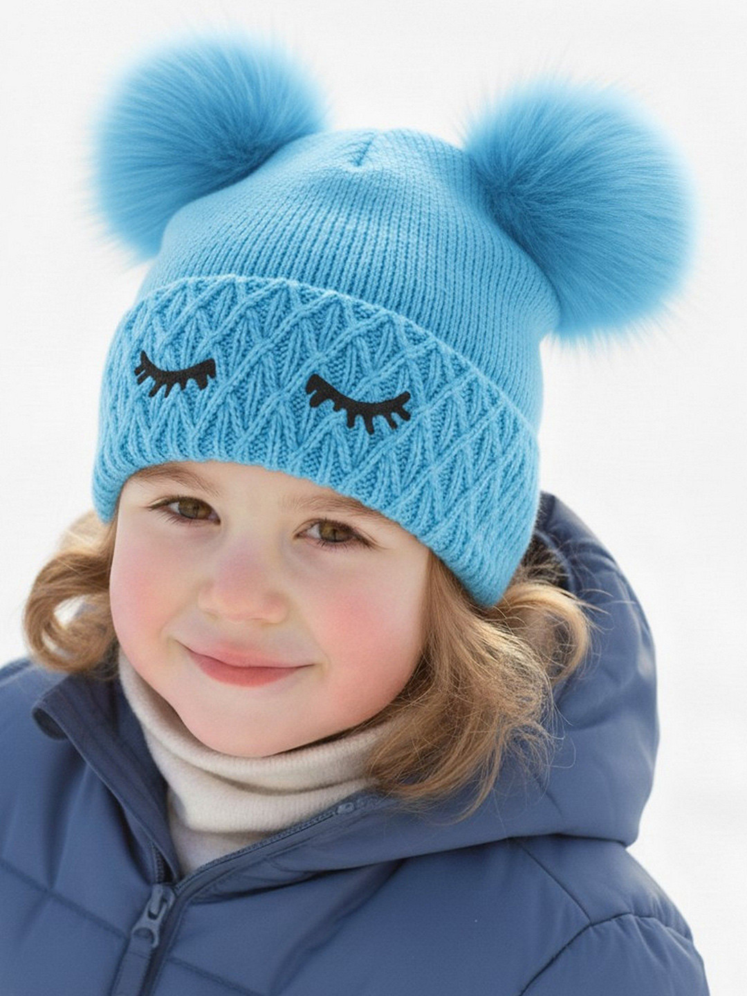 Infispace Kids Woollen Self Design Stretchy Fit and Furry Inside Layer Beanie