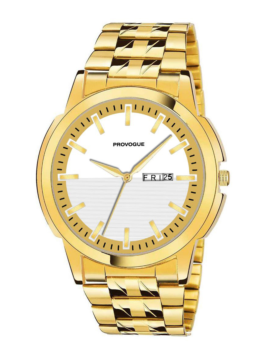 Provogue Men Stainless Steel Straps Analogue Multi Function Watch SK-PG-4010-SLVR-GLD