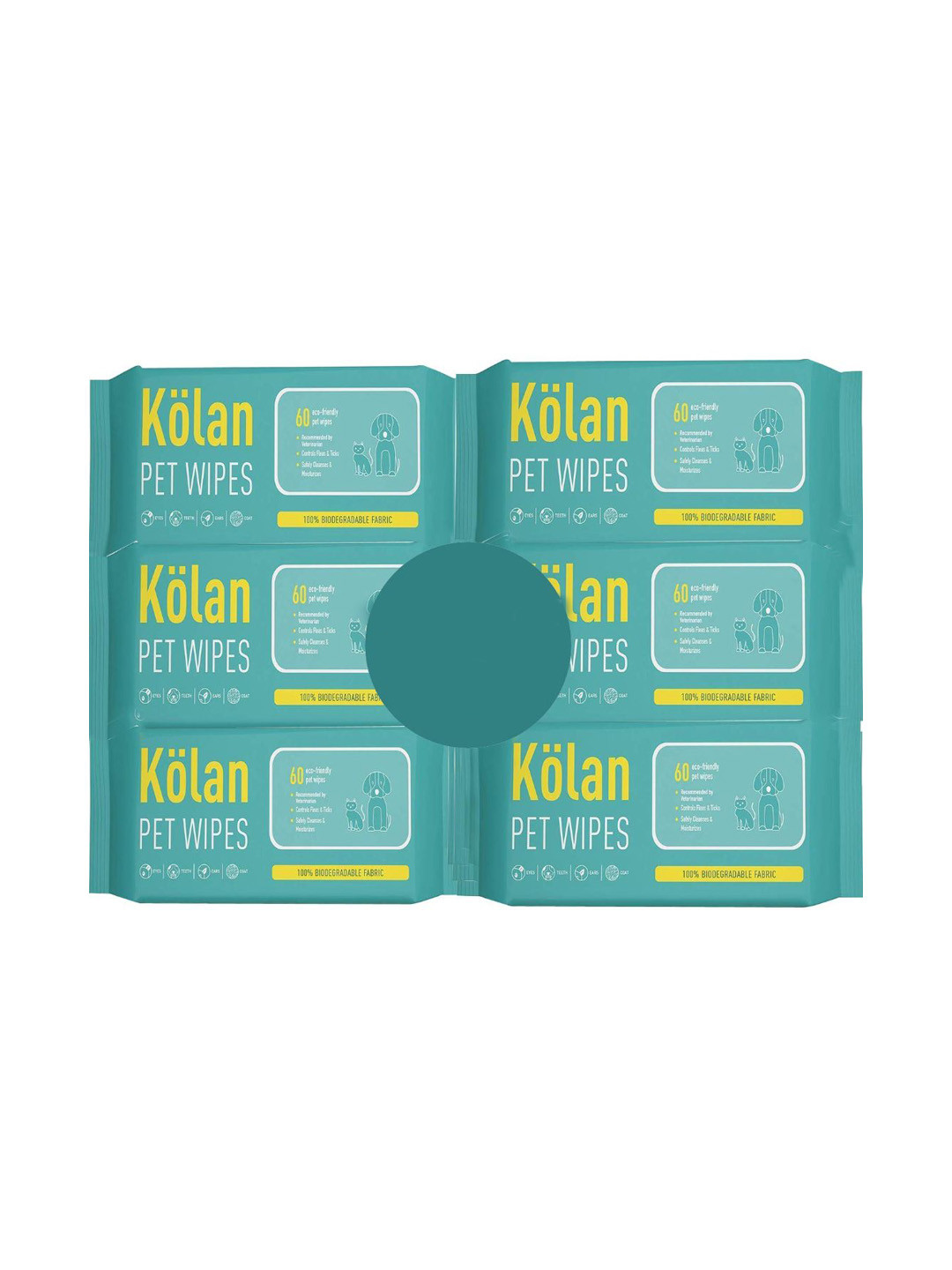 Kolan Pack Of 6 Biodegradable Pet Wipes