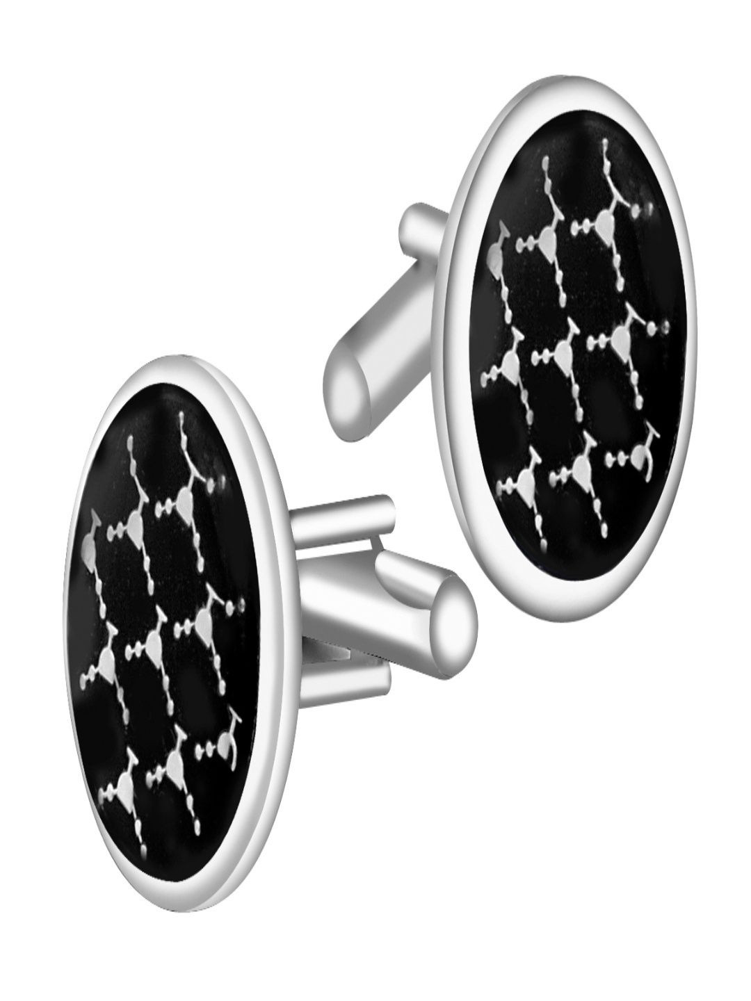 Curren Men Silver-Plated Metal Embellished Round Cufflink