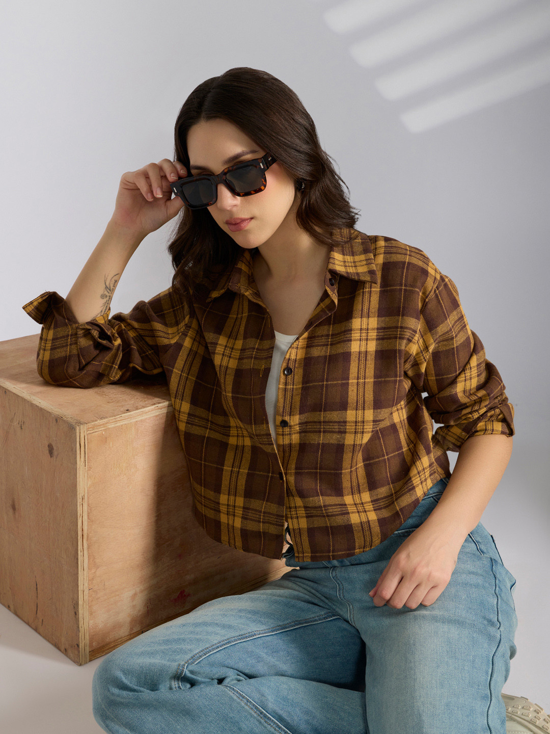 SHOWOFF Women Checked  Casual Shirts