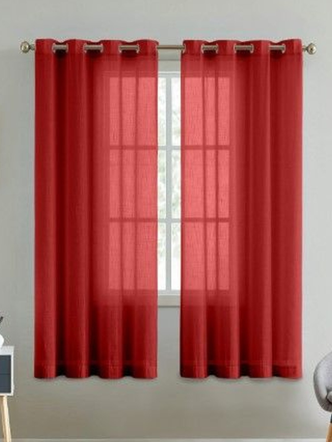 Myntra Elegant Homes Red Window Curtain