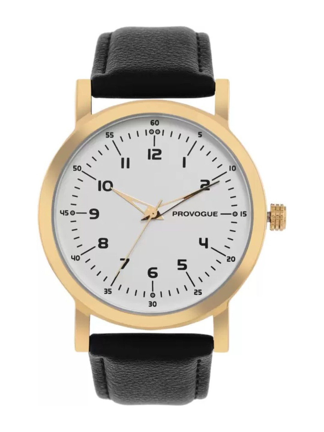 Provogue Men Stainless Steel Dial & Leather Straps Analogue Watch SK-PG-4064-WYT-GLD-BLK