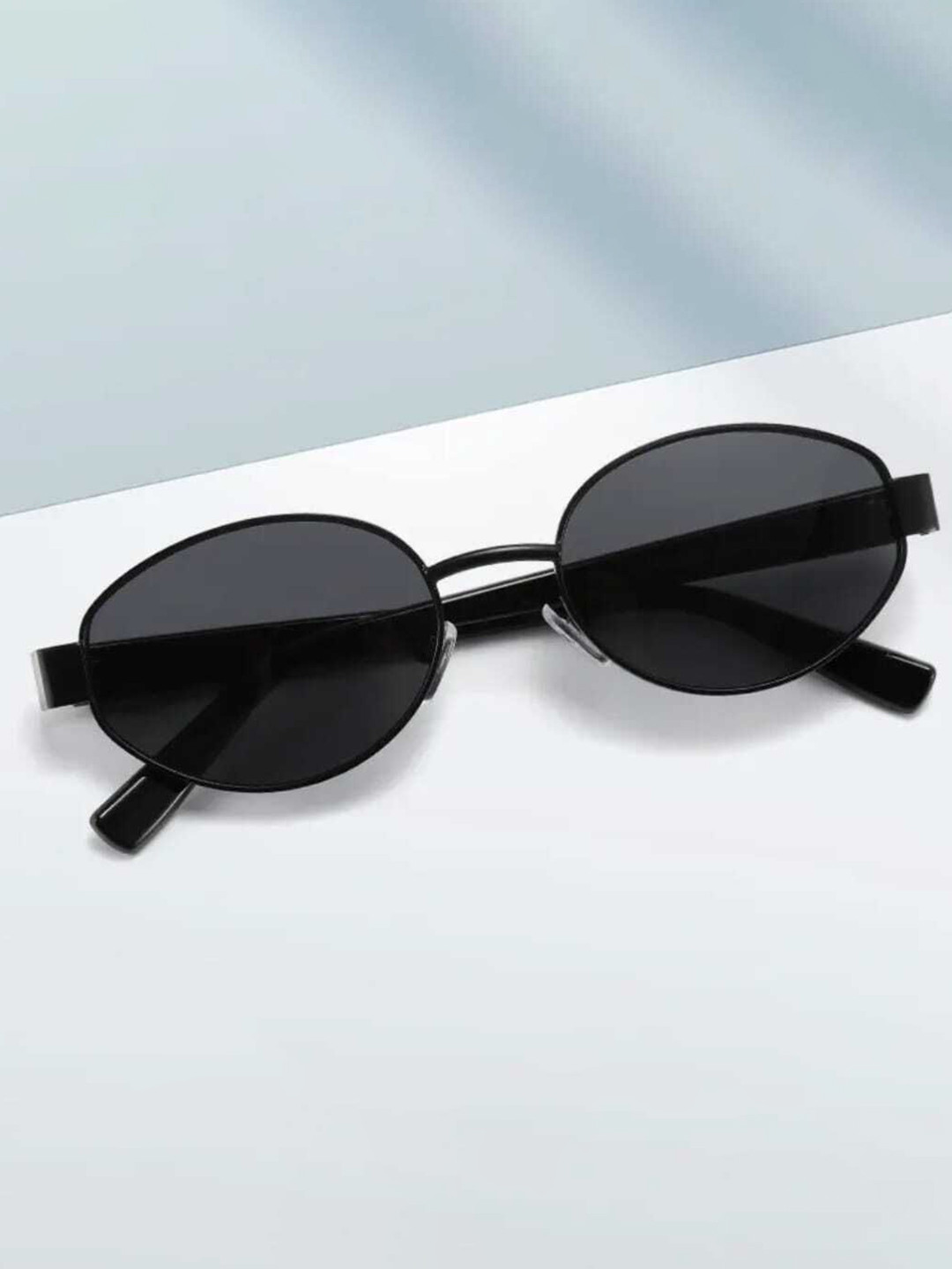 EYMEN I Unisex Oval Sunglasses with Polarised and UV Protected Lens OVAL/Black_Black-