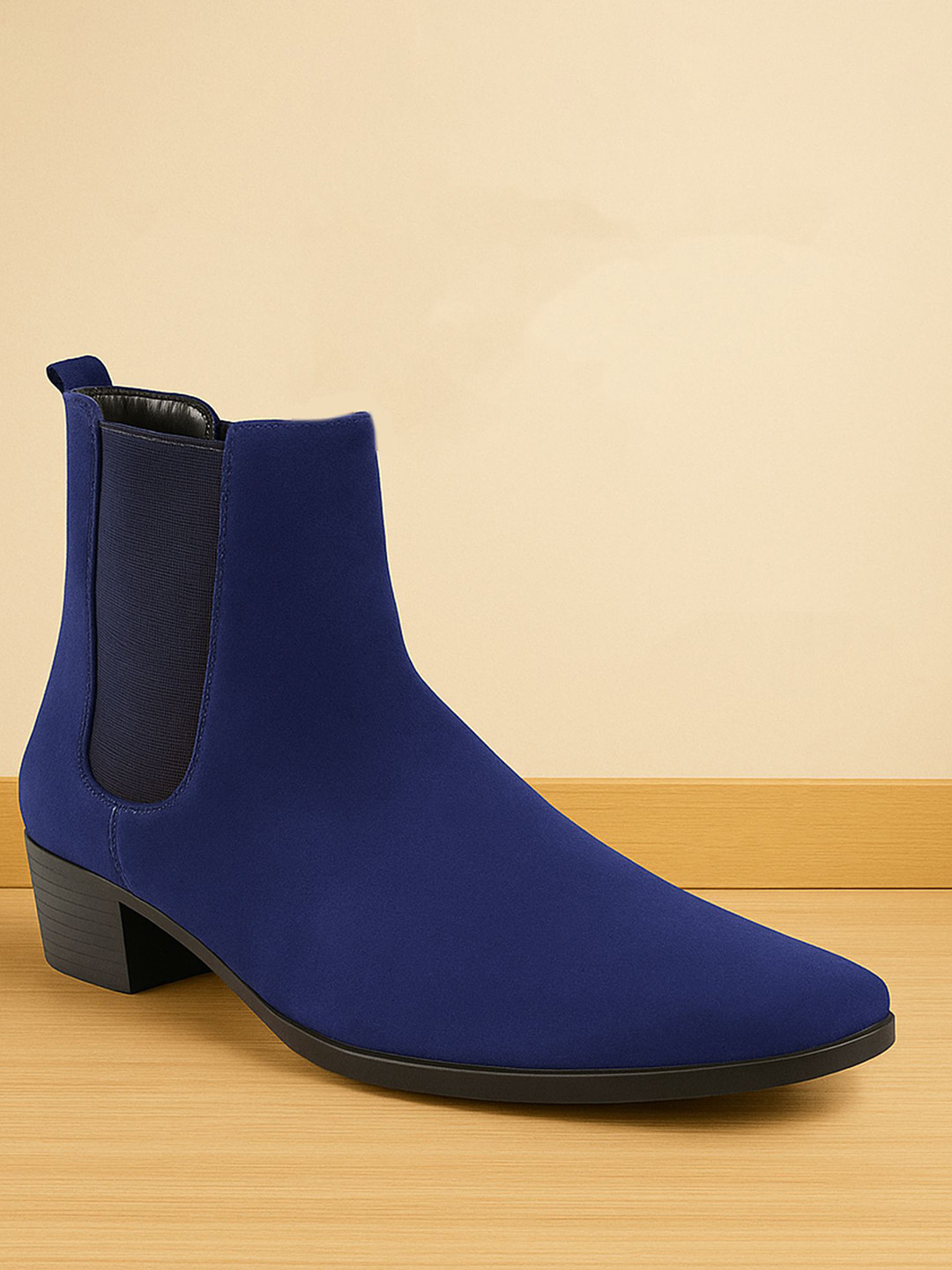 Bxxy Men Height Increasing Block Heel Square-Toe Chelsea Boots