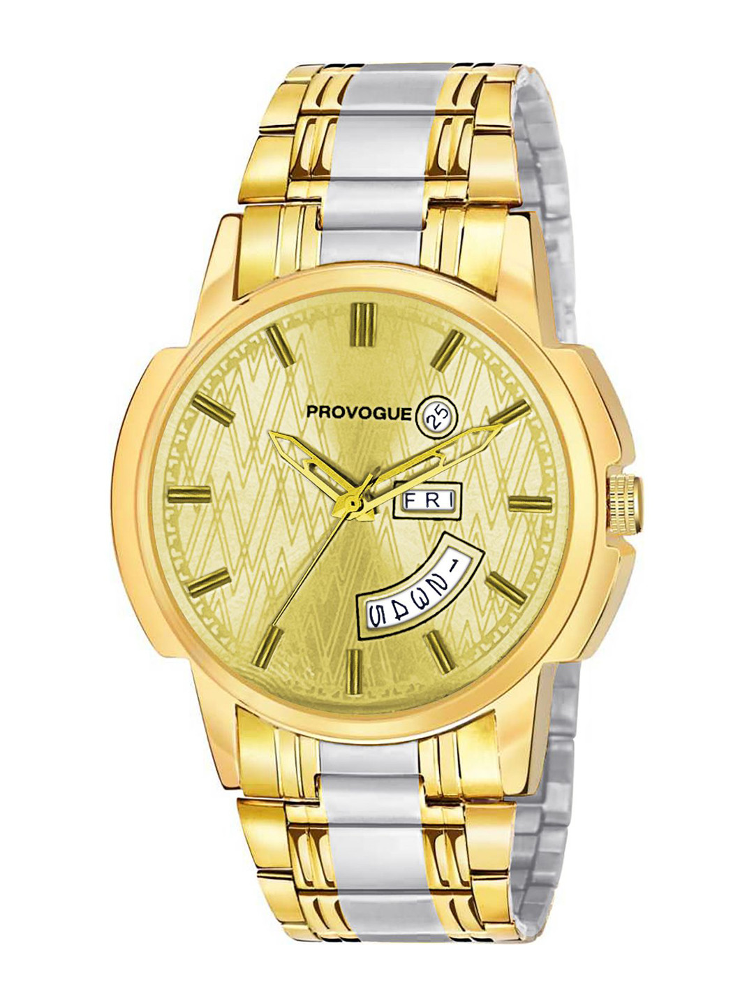 Provogue Men Stainless Steel Straps & Dial Analogue Watch SK-PG-4008-GLD-SLVR-GLD