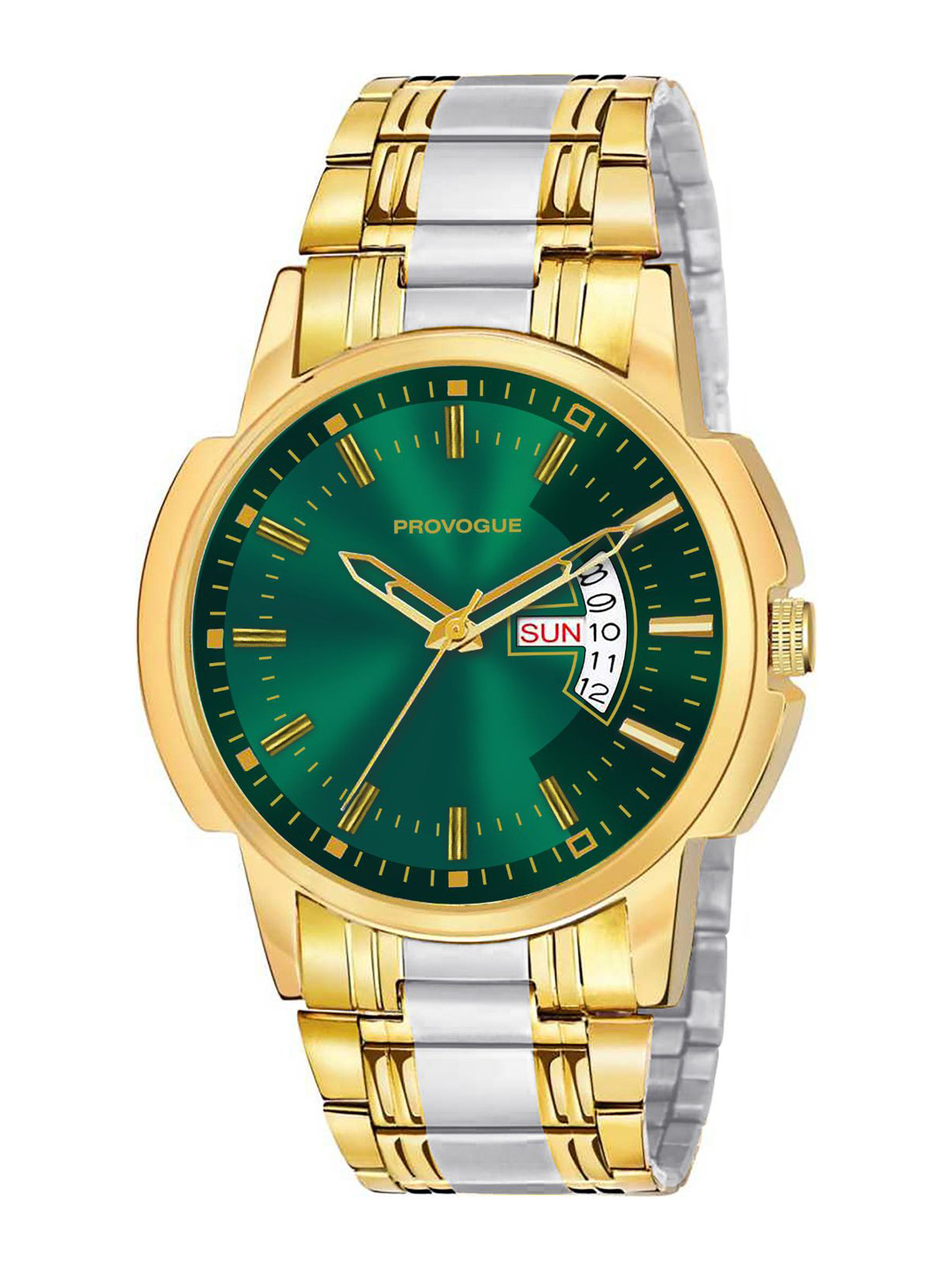 Provogue Men Analogue Watch SK-PG-4011-GRN-SLVR-GLD