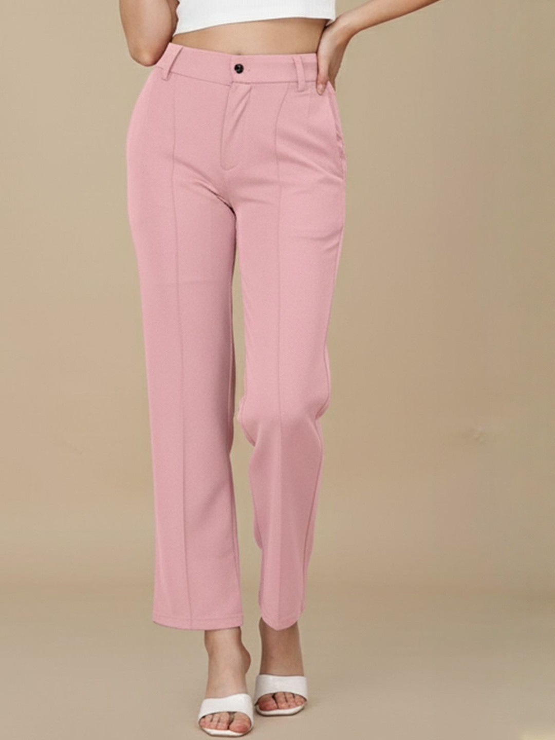 DTR FASHION Women Classic Straight Fit Mid-Rise Korean Pants