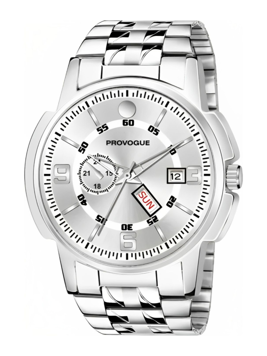 Provogue Men Stainless Steel Straps Analogue Multi Function Watch SK-PG-4075-SLVR-SLVR