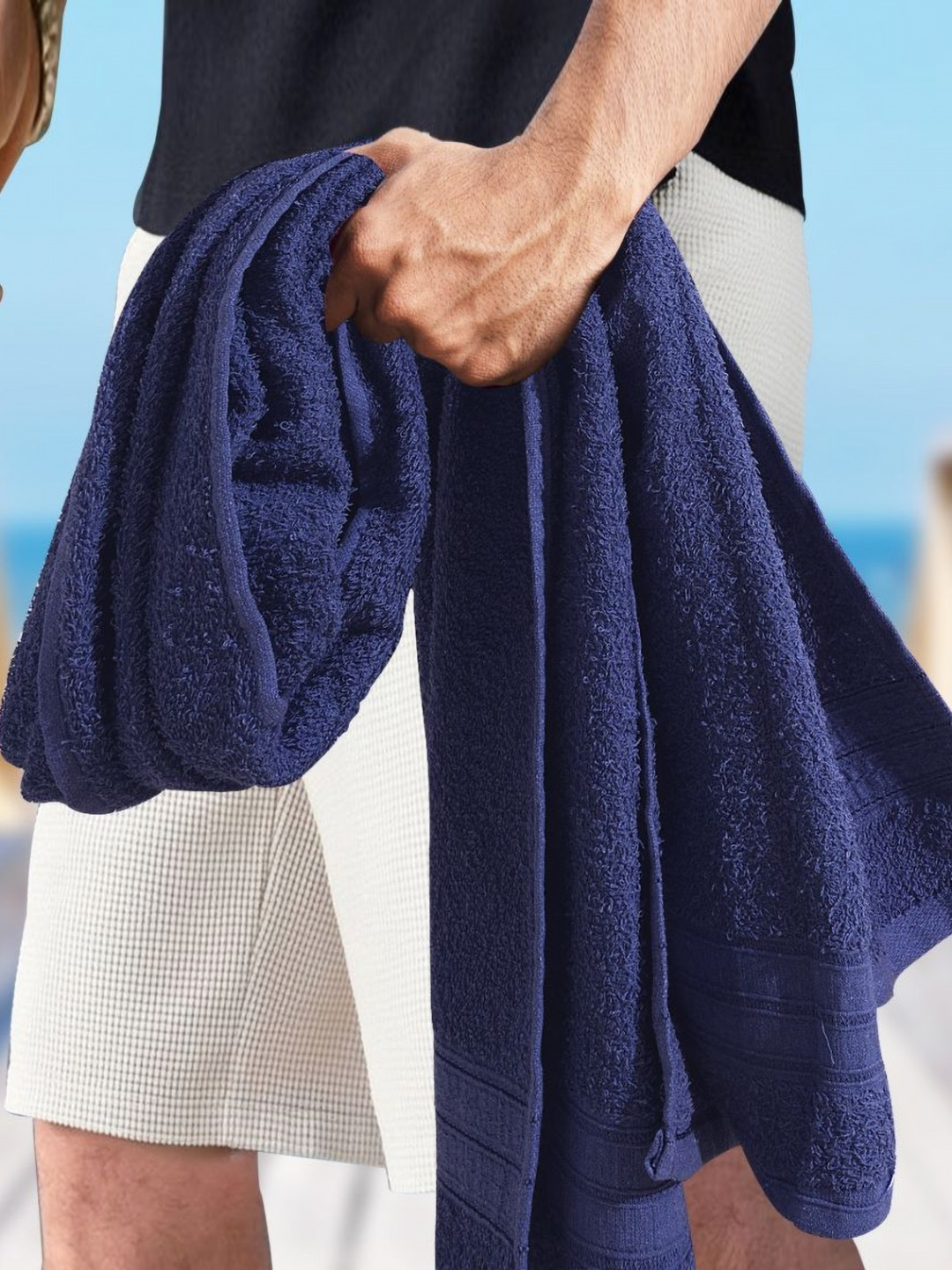LacyLook Navy Blue Quick Dry Cotton 400 GSM Bath Towel