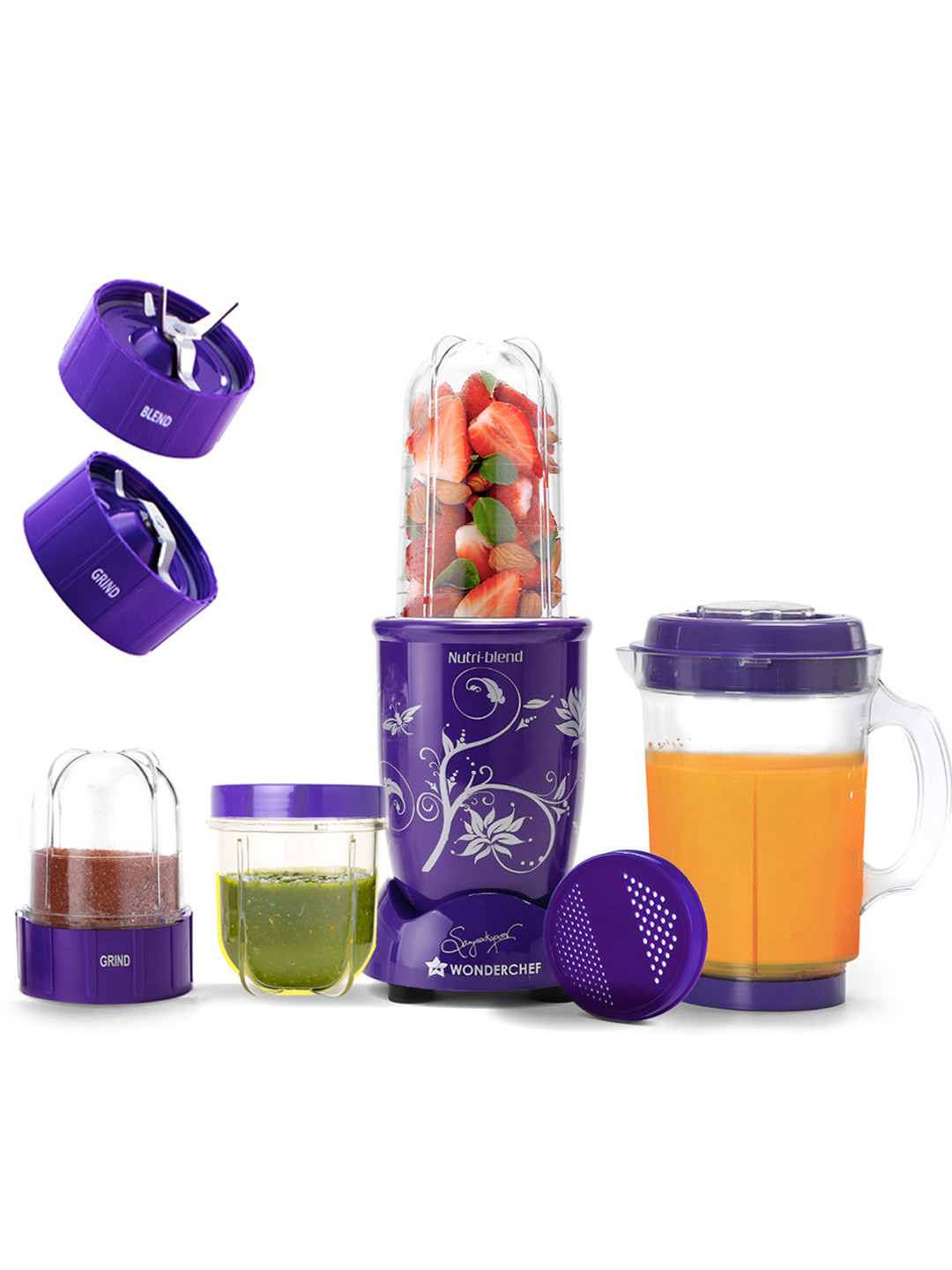 Wonderchef Nutri-blend Purple 500W Mixer Grinder 4 Unbreakable Jars