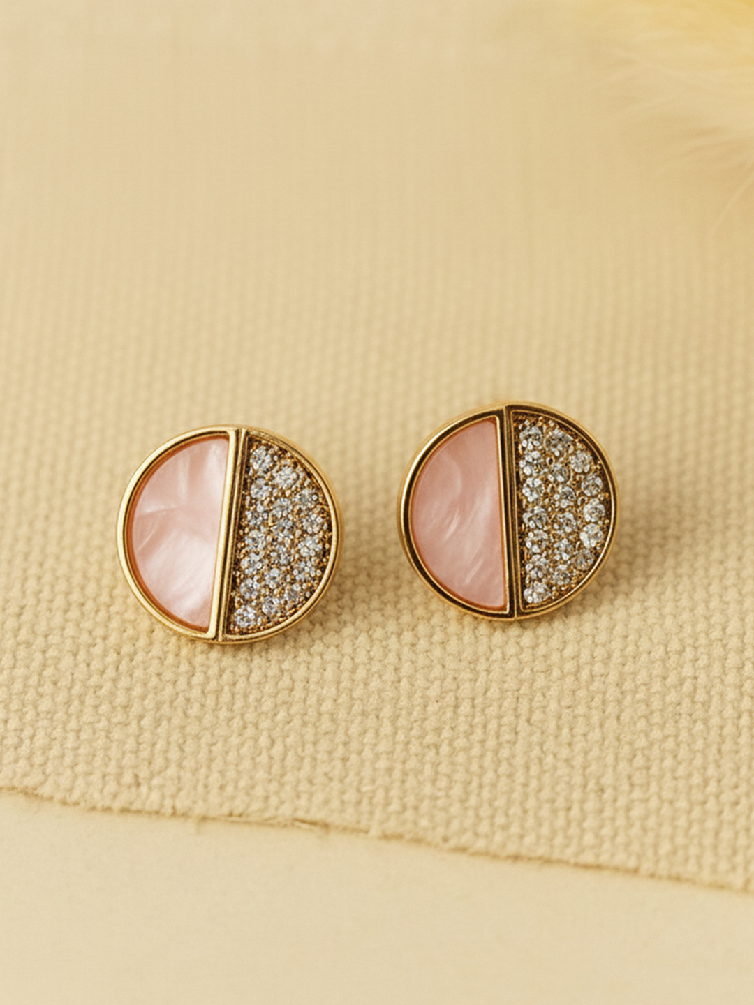 Bohey by KARATCART Gold-Plated American Diamond Circular Studs