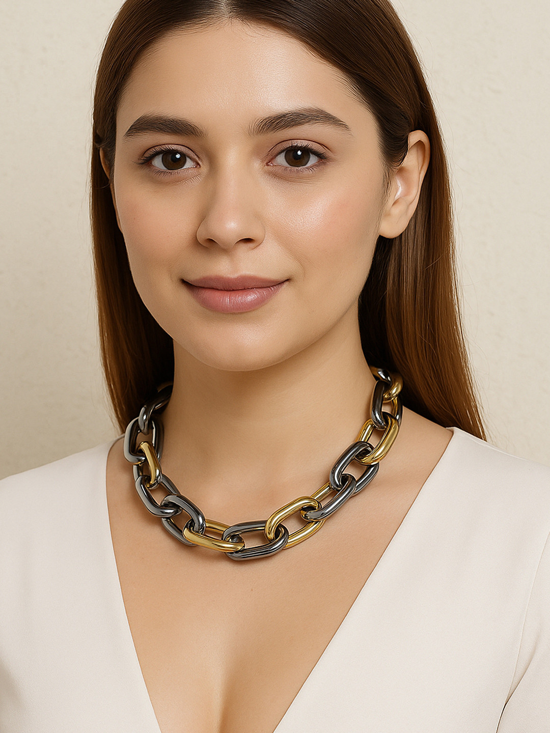 Bohey by KARATCART Gold-Plated Lightweight Link Necklace