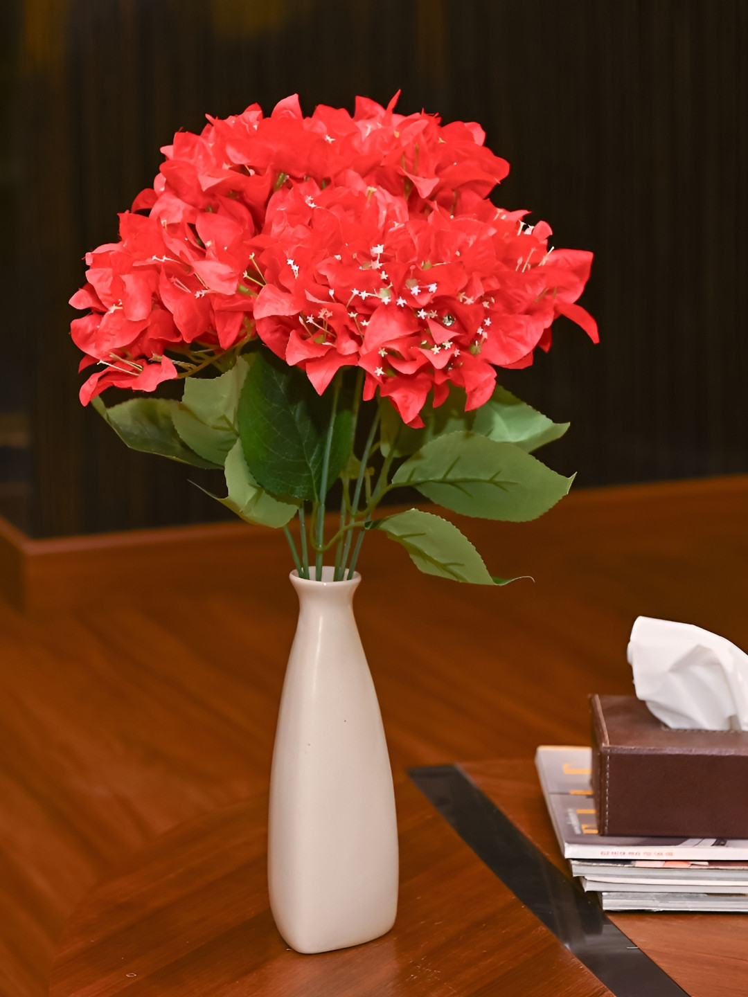 HINDCRAFT Red Artificial Flowers Bunch