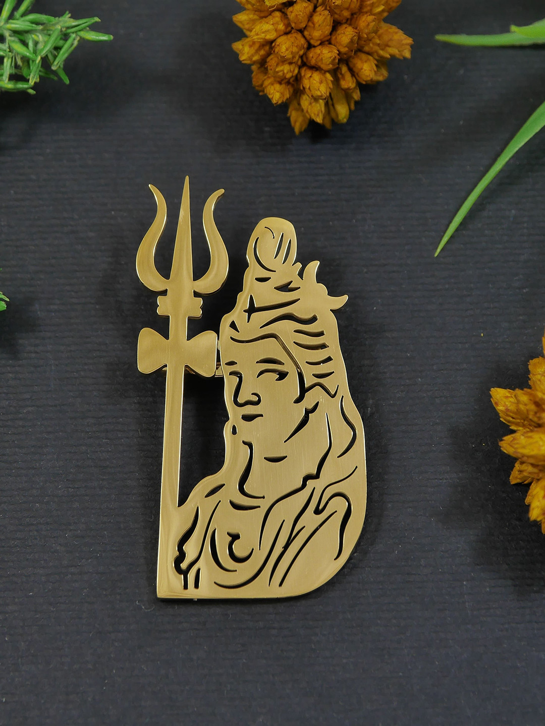 ADORN Unisex Stainless Steel Lord Shiva Trishul Shaped Minimal Brooch