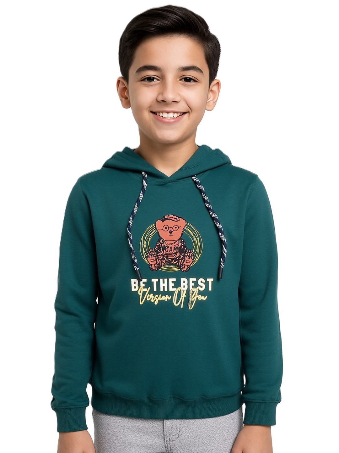 CAVIO Boys Graphic Print Hooded Cotton Sweatshirt