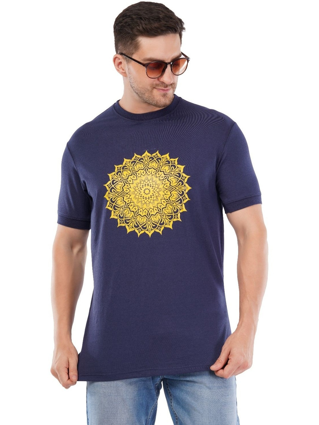 THE MAJESTIC PEACOCK Printed Bamboo Short Sleeves Round Neck Casual T-shirt