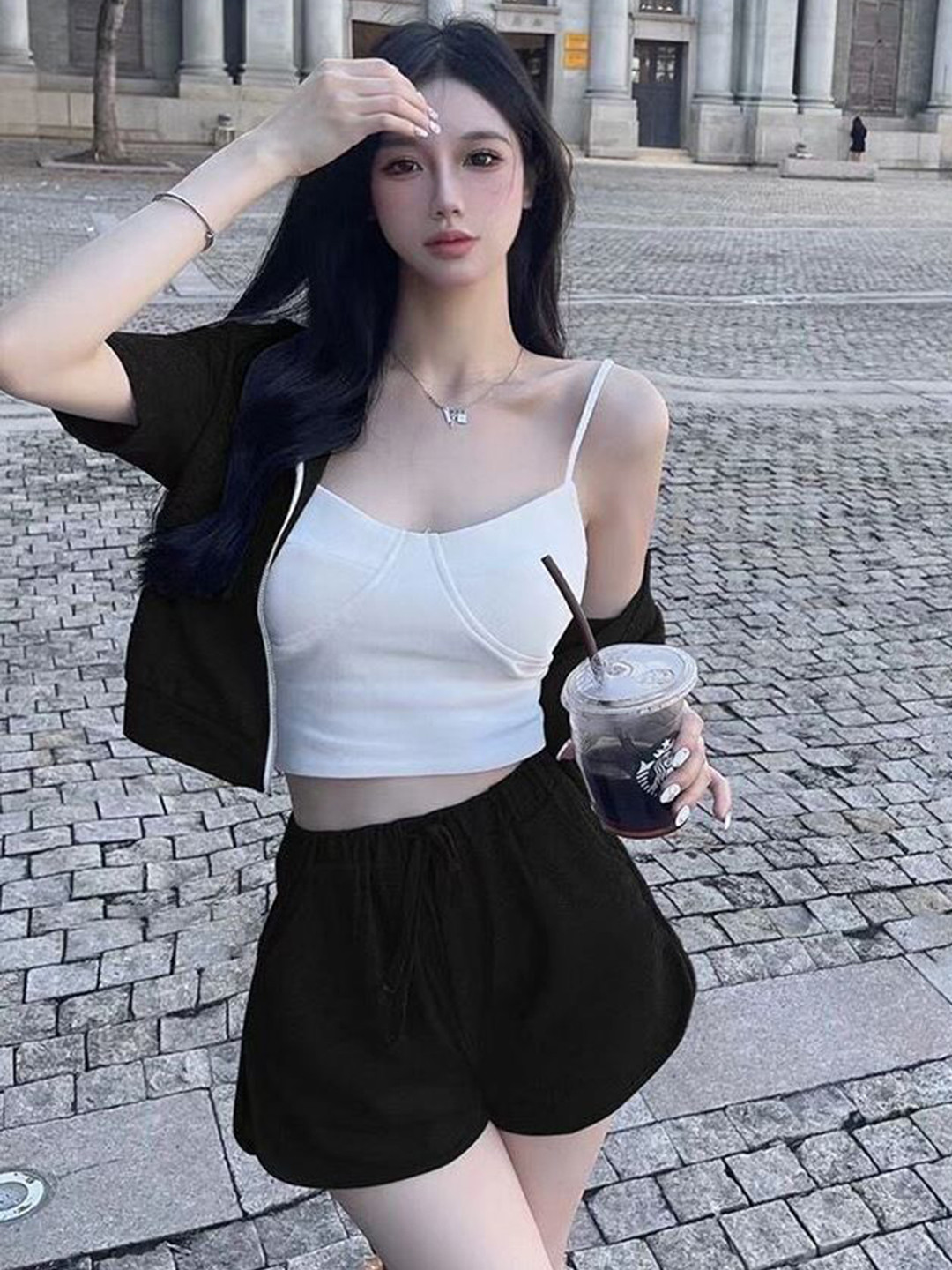 HERE&NOW Hooded Sweatshirts With Shorts Co-Ords