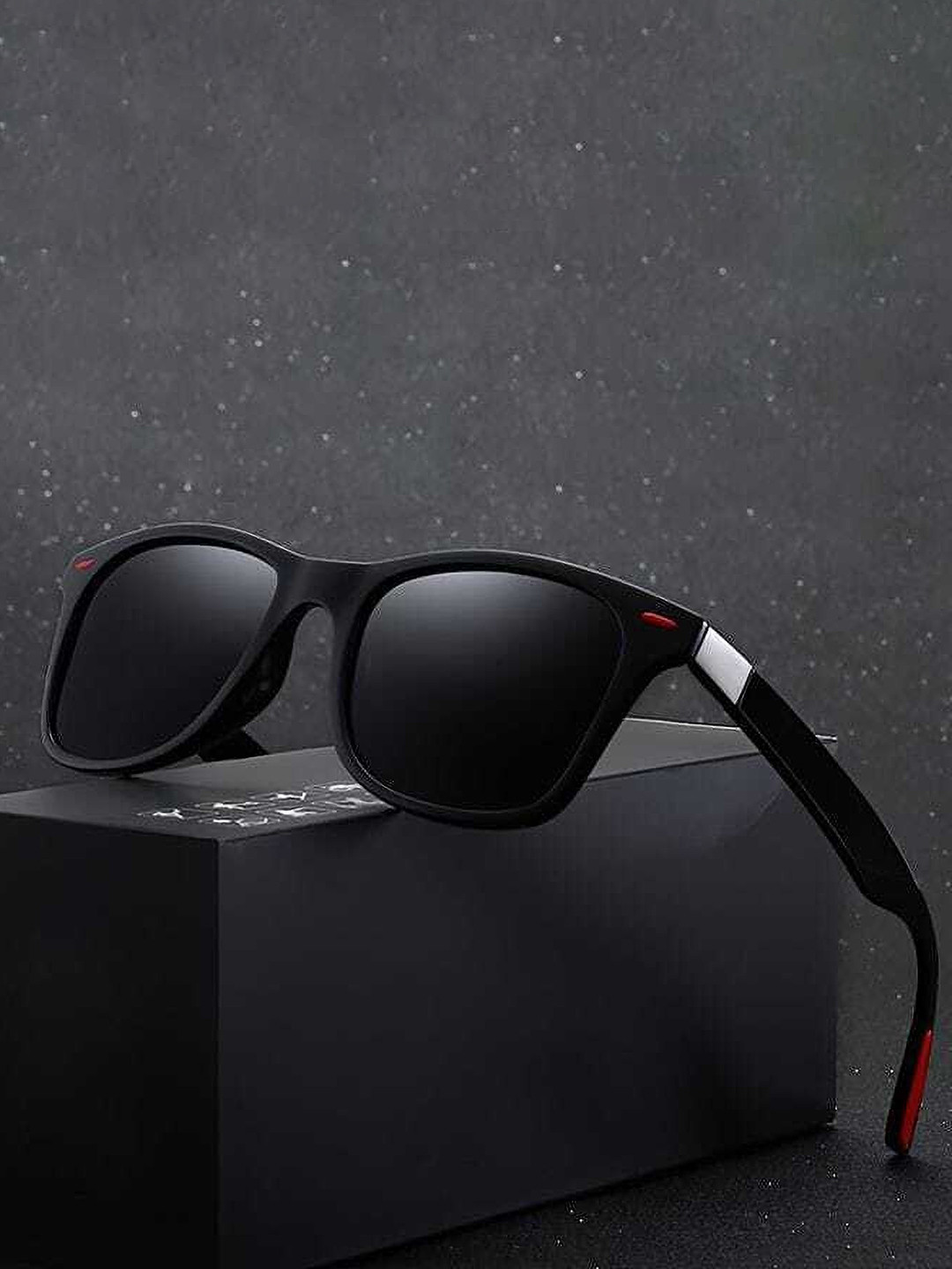 EYMEN I Unisex Polarised and UV Protected Wayfarer Sunglasses 1_RedTip@Black