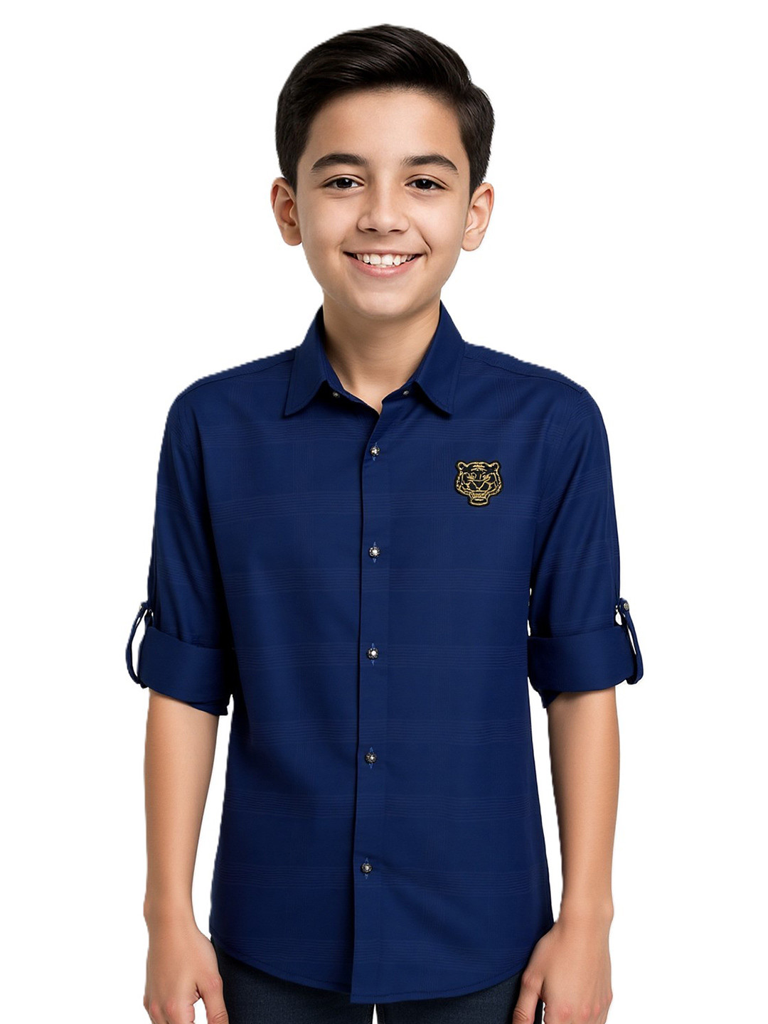 CHARCHIT Boys Comfort Spread Collar Solid Cotton Casual Shirt