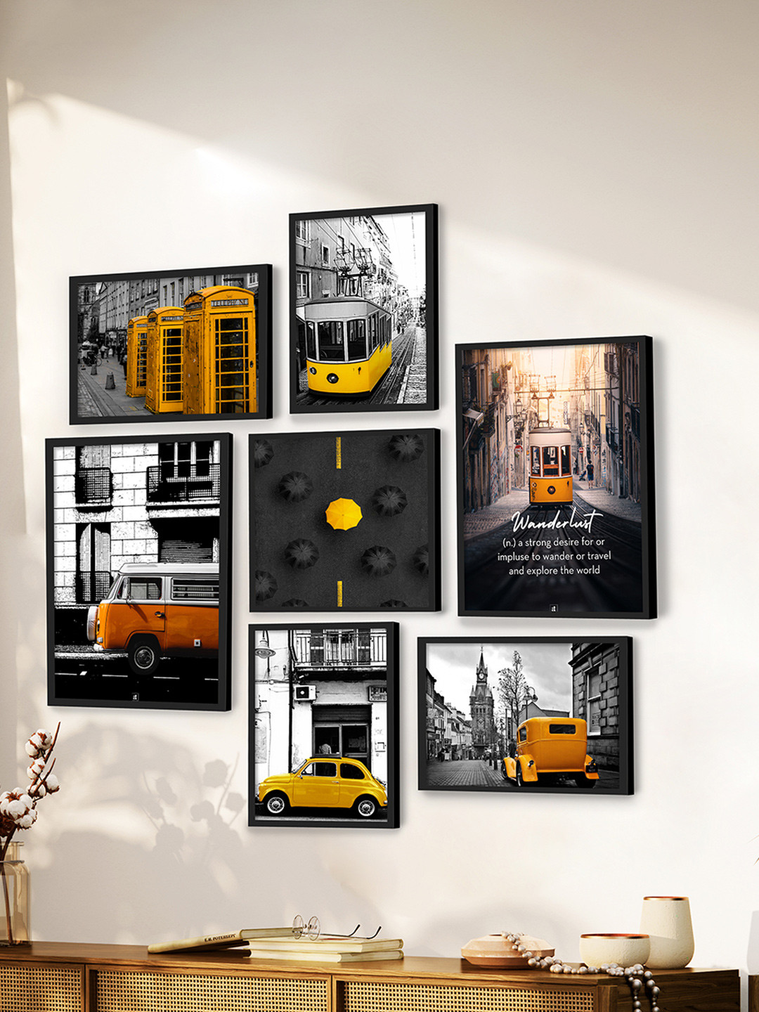 Art Street Set Of 7 Tram Travel Framed Poster Wall Art