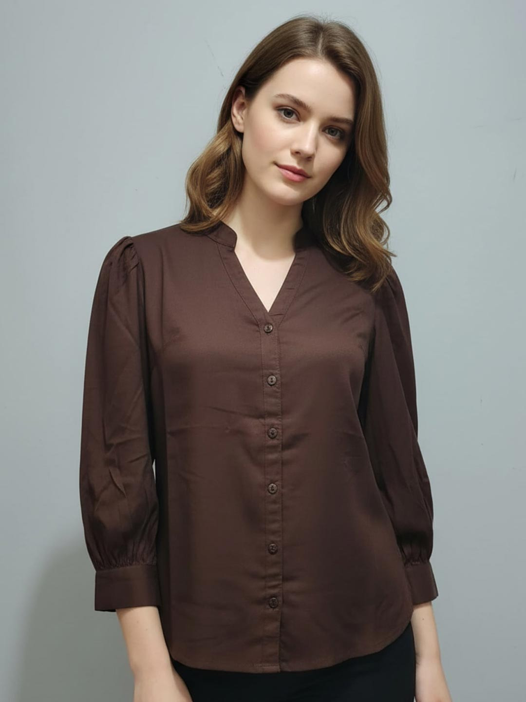 ANVI Be Yourself Women Solid Button Down Casual Shirt