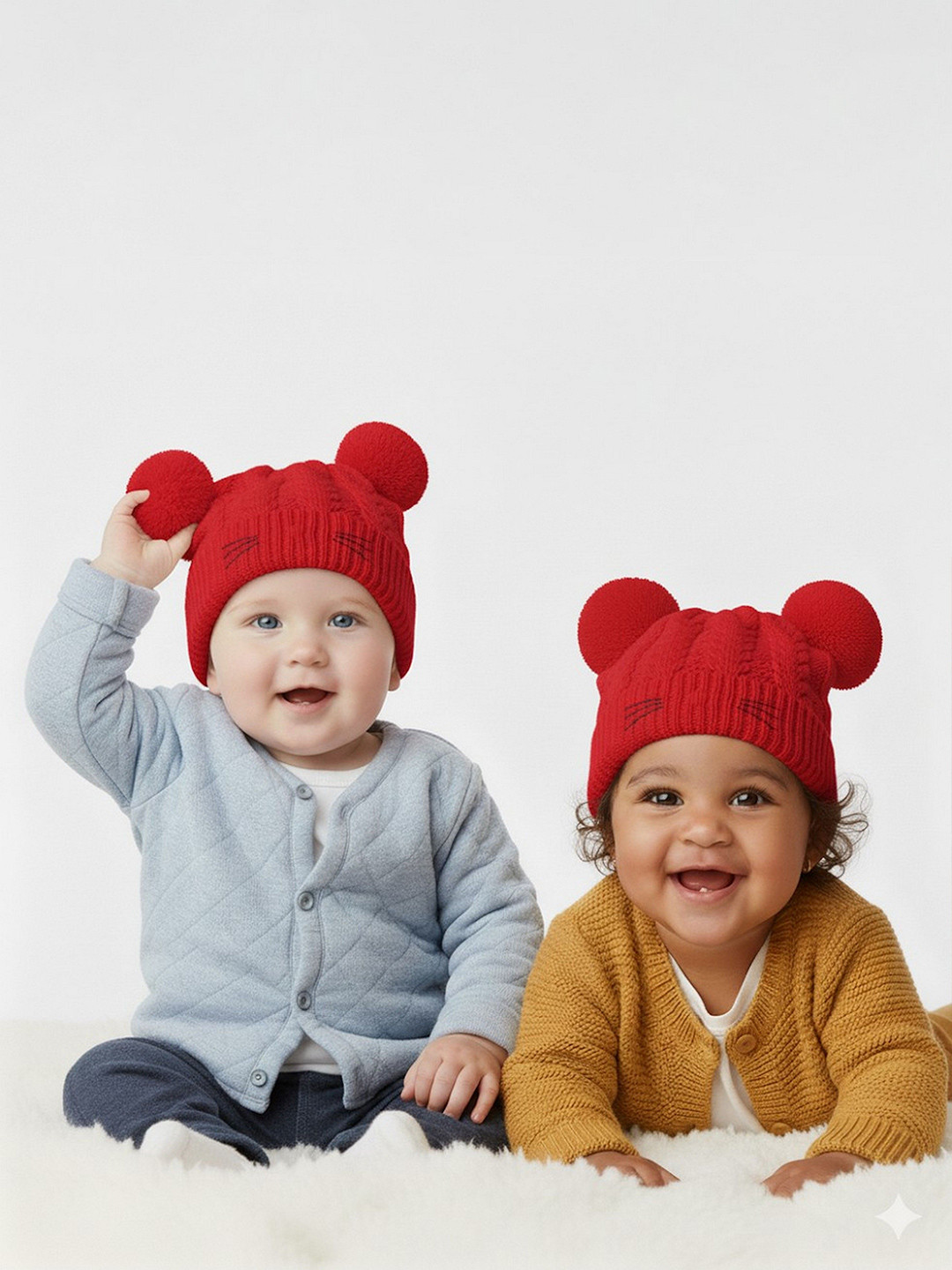 Infispace Kids Woollen Cute Fleece Lined Monkey Cap With Earflaps & Neck Coverage