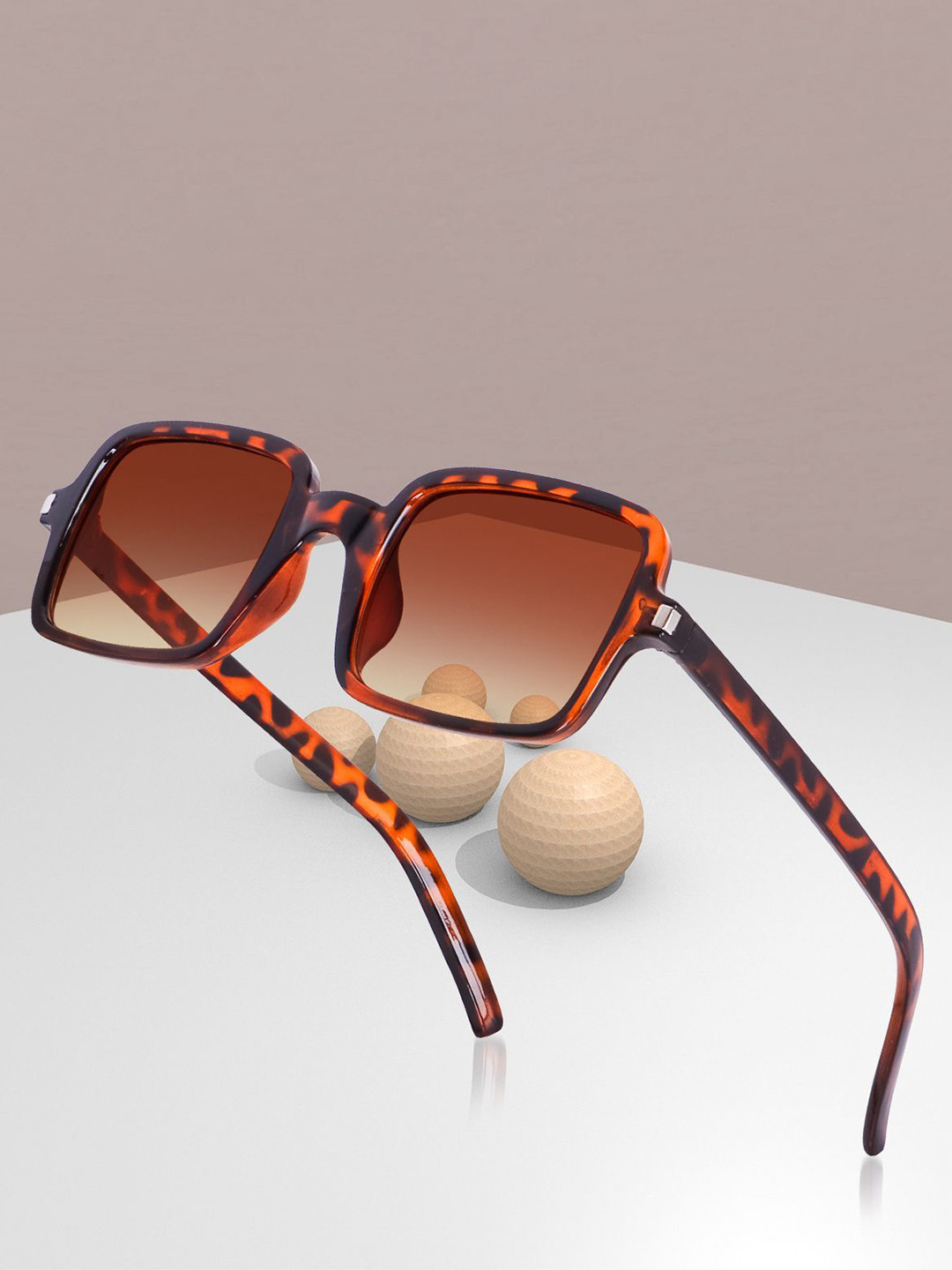 EYMEN I Unisex Brown Lens & Brown Square Sunglasses Square Leopard