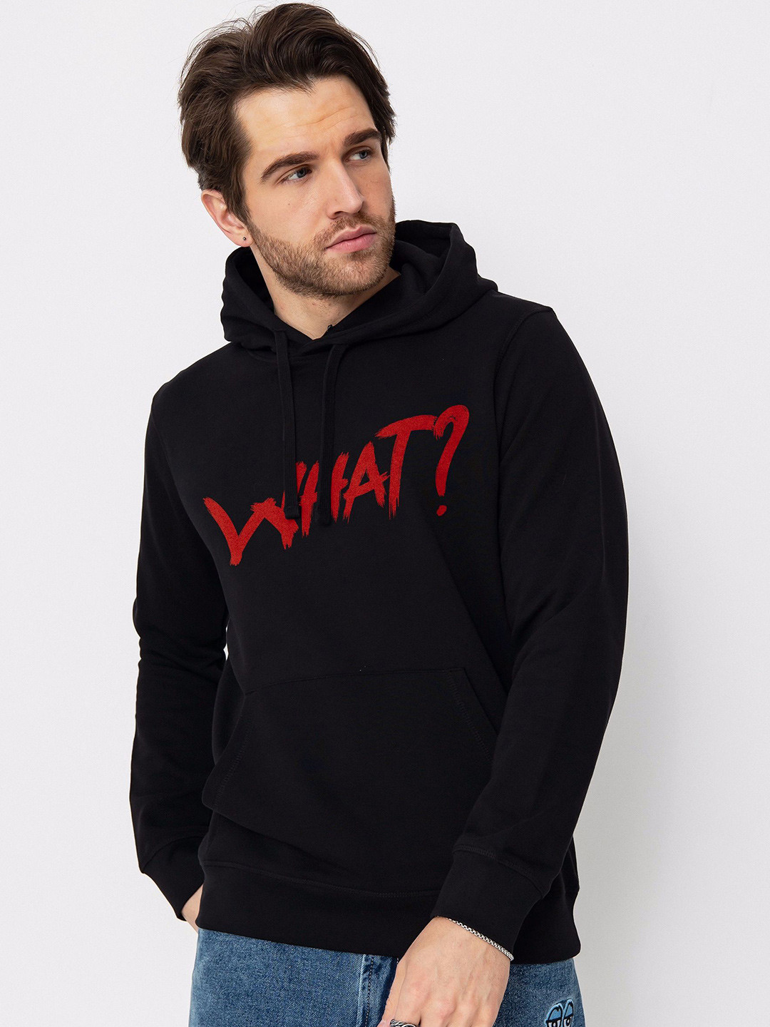 The Youth Mantra Men Typography Printed Hooded Cotton Sweatshirt