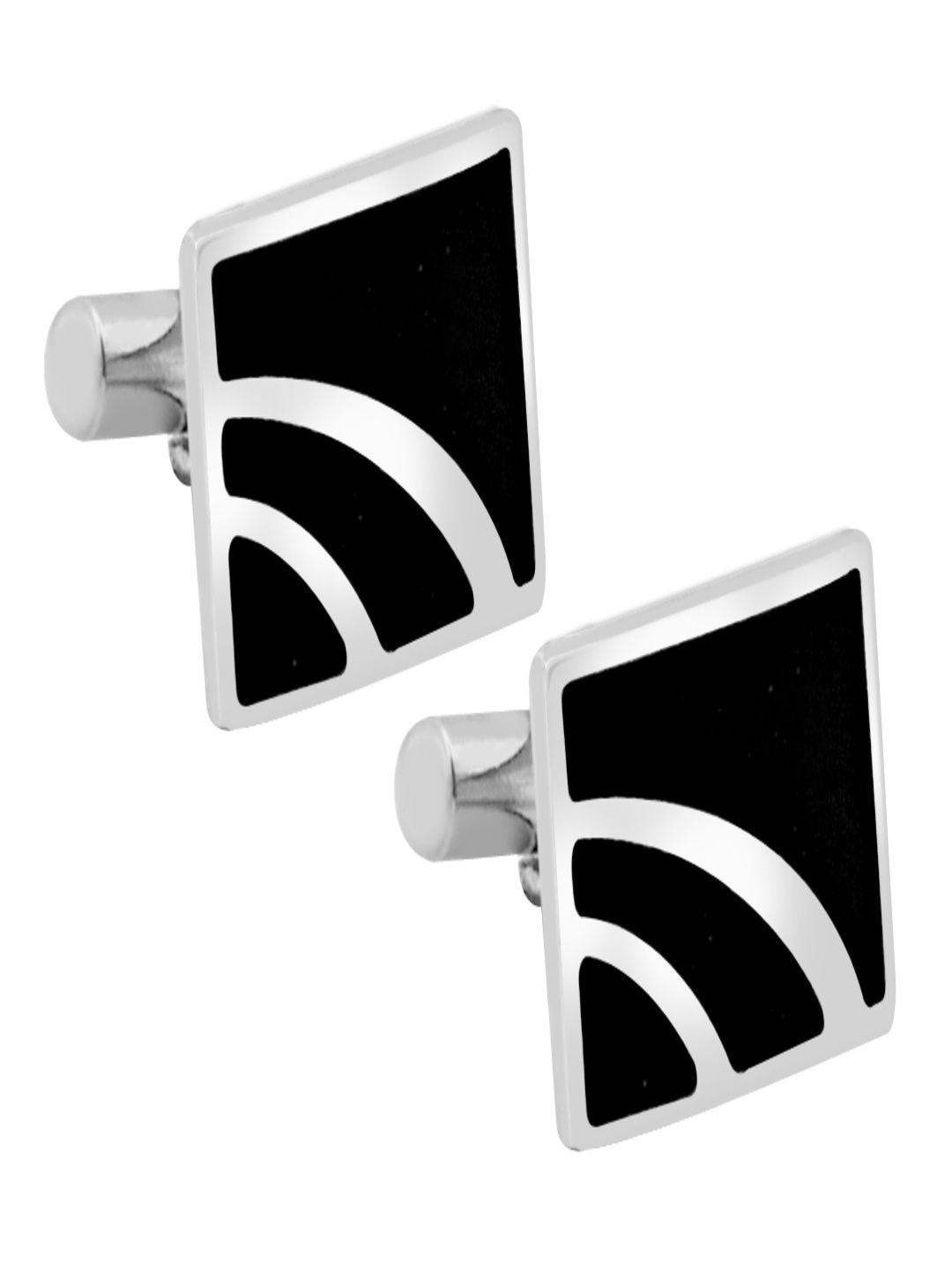 Curren Men Silver & Black Embellished Party wear.Cufflink