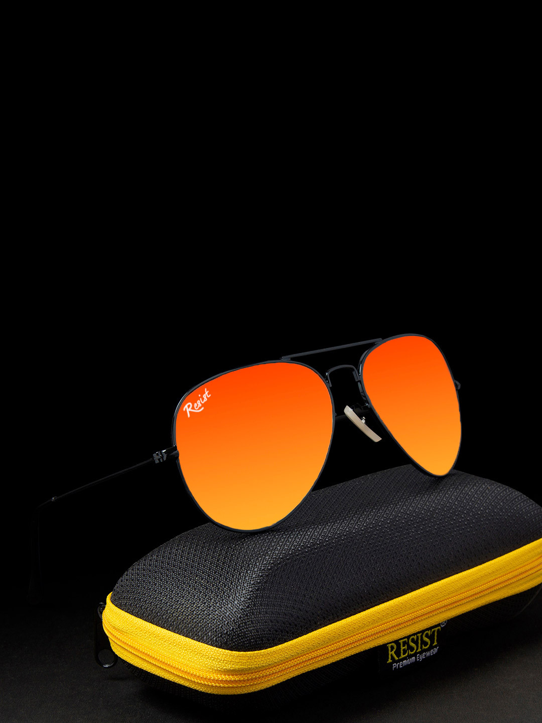 RESIST EYEWEAR Unisex Aviator Sunglasses with UV Protected Lens AIRCRAFTS BF ORANGE M2