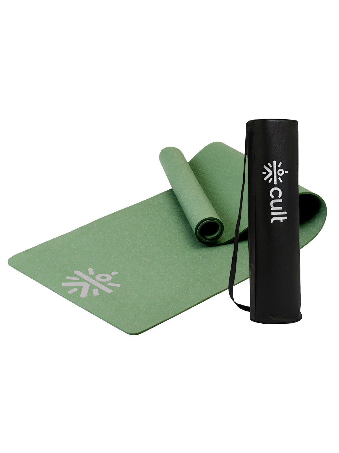 CULT TPE 6mm with Bag & Strap Yoga Mat Olive Leaf Print