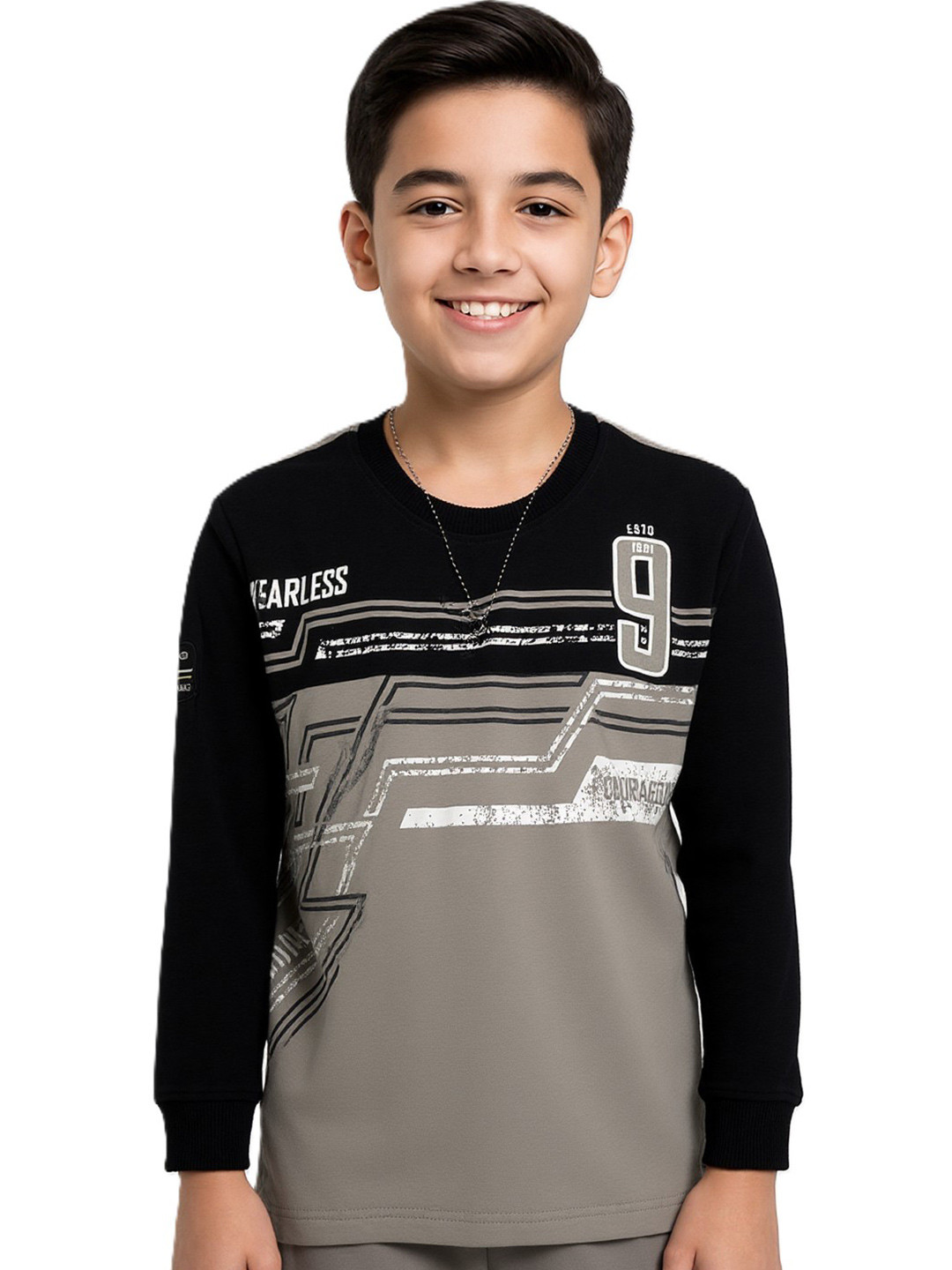 CAVIO Boys Grey Colourblocked T-shirt