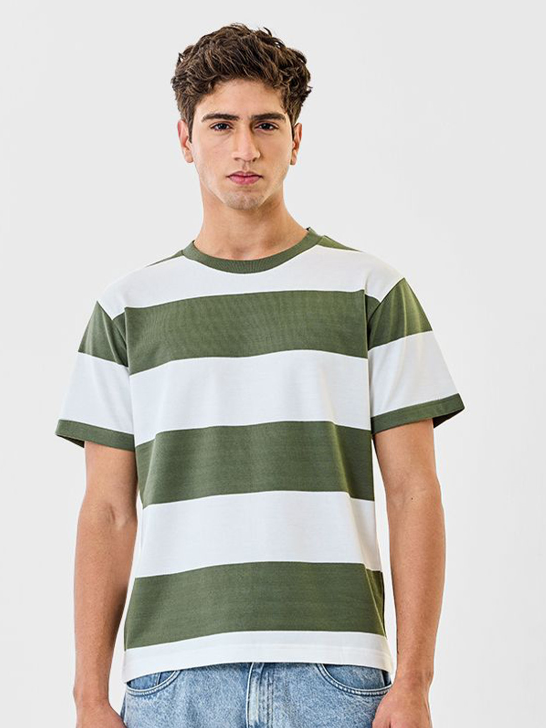 Snitch Men Striped Round Neck T-shirt